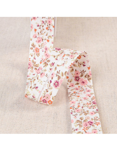 Biais fleurs BIO - Rose clair