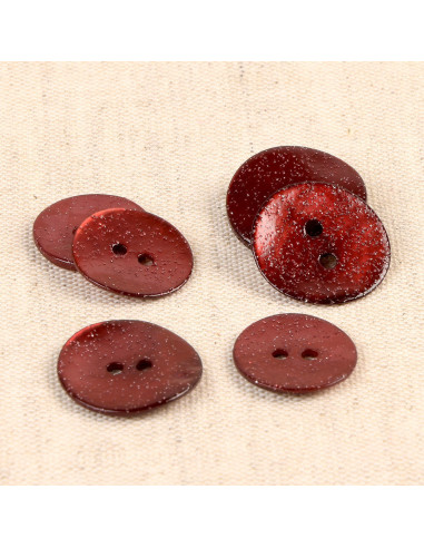 Bouton nacre glitter - Bordeaux
