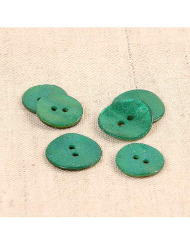 Bouton nacre glitter - Vert normandie