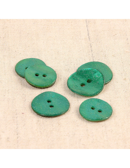 Bouton nacre glitter - Vert normandie