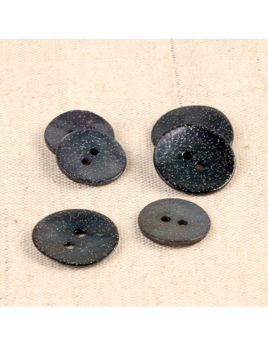 Bouton nacre glitter - Gris anthracite