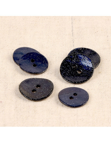 Bouton nacre glitter - Bleu marine