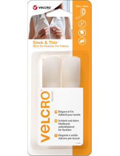 VELCRO® Brand Sleek & Thin adhésif pour textile 19mm x 60cm Blanc
