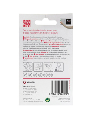 VELCRO® Brand Pastilles auto agrippantes adhésives 16mm x 16 blanc