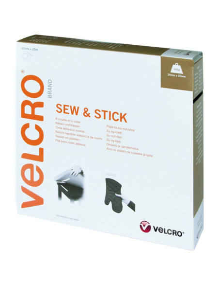 VELCRO® Brand Ruban auto agrippant mixte (adhésif et à coudre) 20mm X 25M blanc