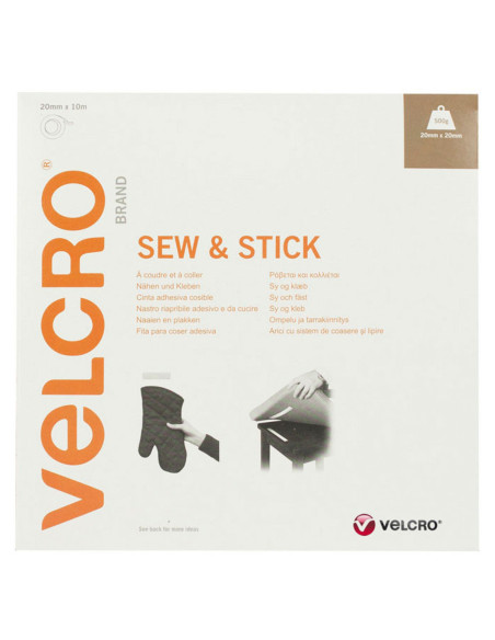VELCRO® Brand Ruban auto agrippant mixte (adhésif et à coudre) 20mm X 10M blanc