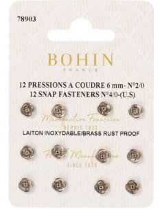 Pressions à coudre 6 mm Bohin - Argent
