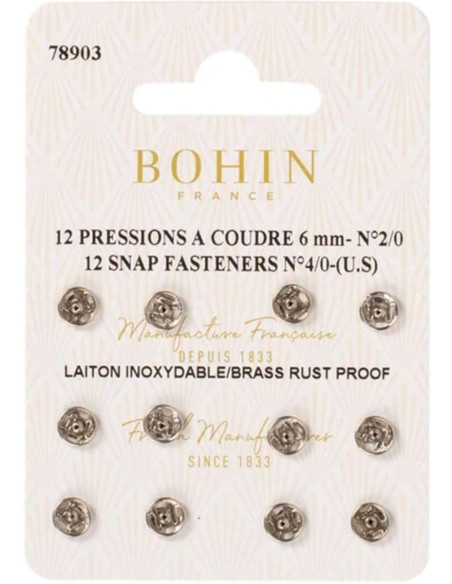 Pressions à coudre 6 mm Bohin - Argent