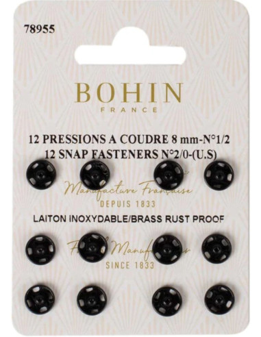 Pressions à coudre 8 mm Bohin - Noir