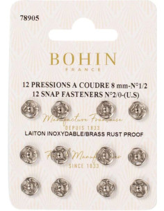 Pressions à coudre 8 mm Bohin - Argent