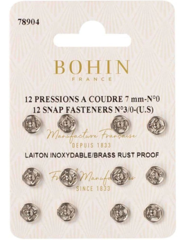Pressions à coudre 7 mm Bohin - Argent