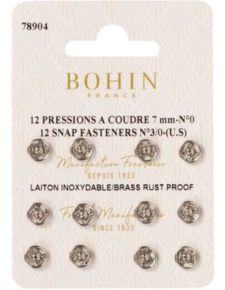 Pressions à coudre 7 mm Bohin - Argent