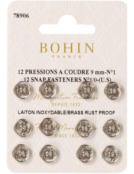 Pressions à coudre 9 mm Bohin - Argent