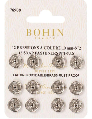 Pressions à coudre 10 mm Bohin - Argent
