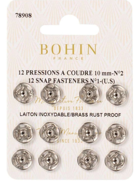 Pressions à coudre 10 mm Bohin - Argent