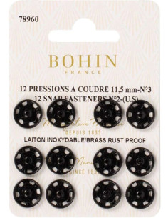 Pressions à coudre 11,5 mm Bohin - Noir