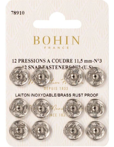 Pressions à coudre 11,5 mm Bohin - Argent