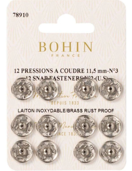 Pressions à coudre 11,5 mm Bohin - Argent
