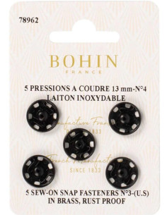 Pressions à coudre 13 mm Bohin - Noir