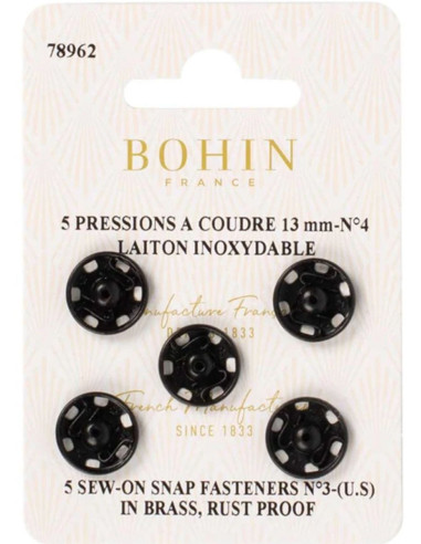 Pressions à coudre 13 mm Bohin - Noir