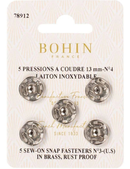 Pressions à coudre 13 mm Bohin - Argent