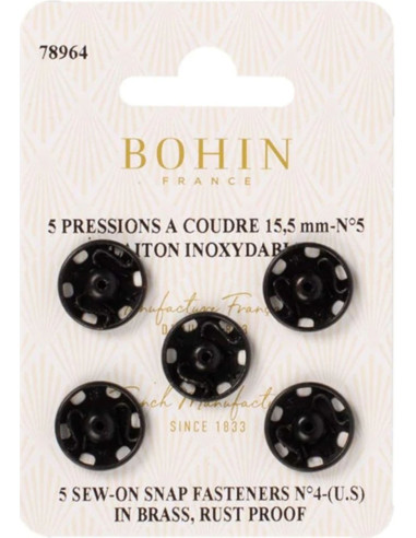 Pressions à coudre 15,5 mm Bohin - Noir
