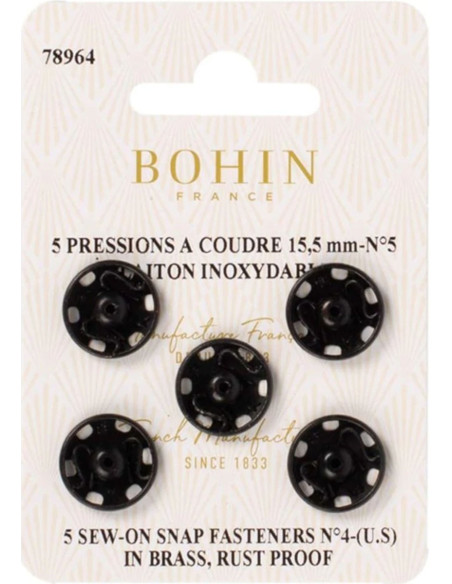 Pressions à coudre 15,5 mm Bohin - Noir