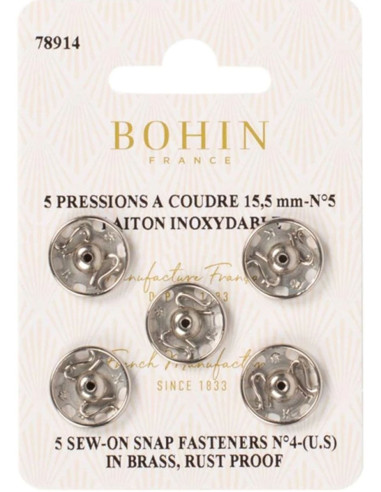 Pressions à coudre 15,5 mm Bohin - Argent