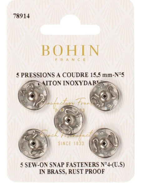 Pressions à coudre 15,5 mm Bohin - Argent