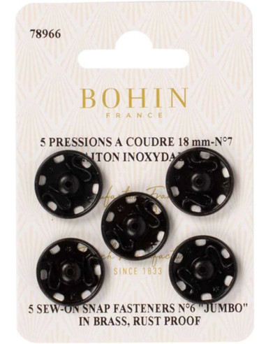 Pressions à coudre 18 mm Bohin - Noir
