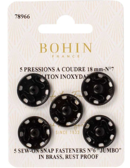 Pressions à coudre 18 mm Bohin - Noir