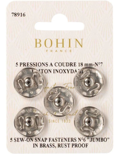 Pressions à coudre 18 mm Bohin - Argent