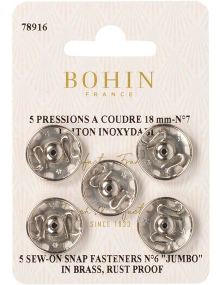 Pressions à coudre 18 mm Bohin - Argent