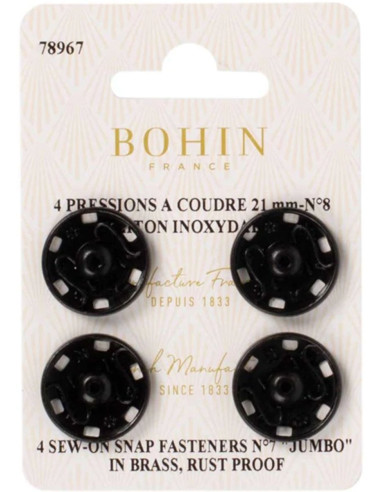 Pressions à coudre 21 mm Bohin - Noir