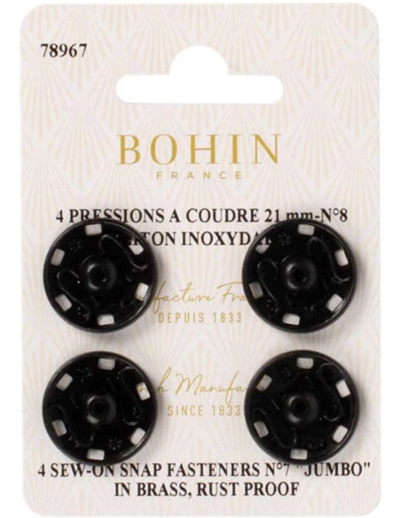Pressions à coudre 21 mm Bohin - Noir