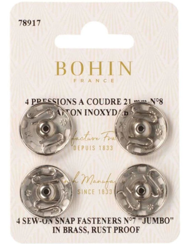 Pressions à coudre 21 mm Bohin - Argent