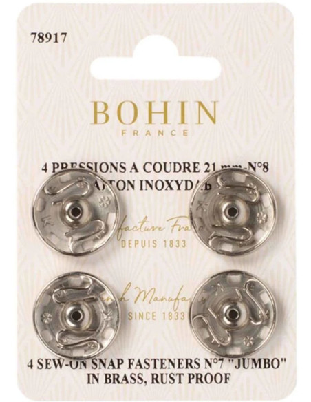 Pressions à coudre 21 mm Bohin - Argent