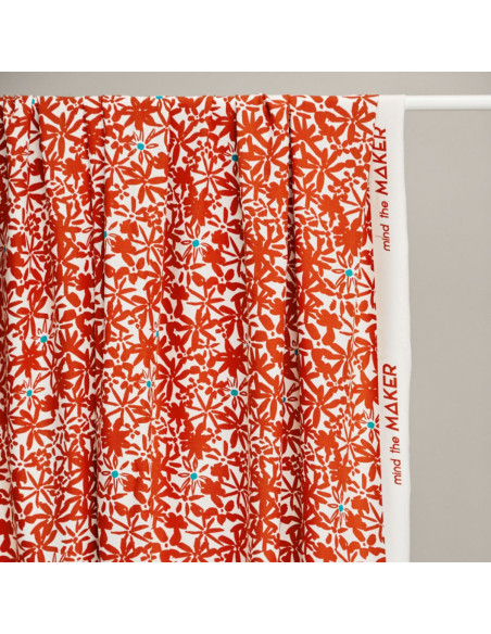 Tissu crêpe de viscose Flowery - Orange