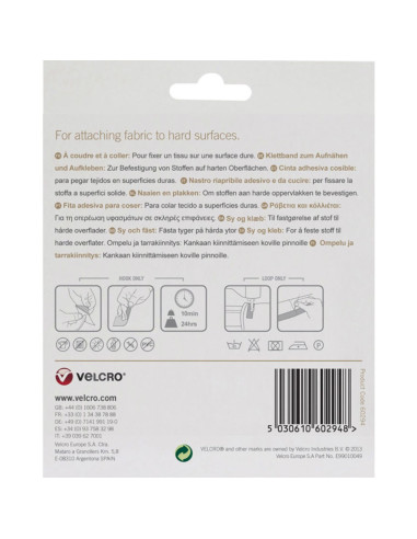 VELCRO® Brand Ruban auto agrippant mixte (adhésif et à coudre) 20mm X 5M blanc