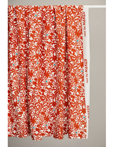Tissu crêpe de viscose Flowery - Orange