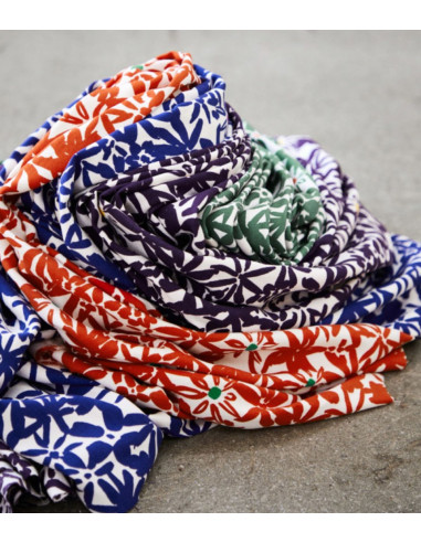 Tissu crêpe de viscose Flowery - Orange