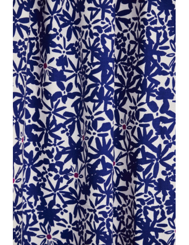 Tissu crêpe de viscose Flowery - Bleu cobalt