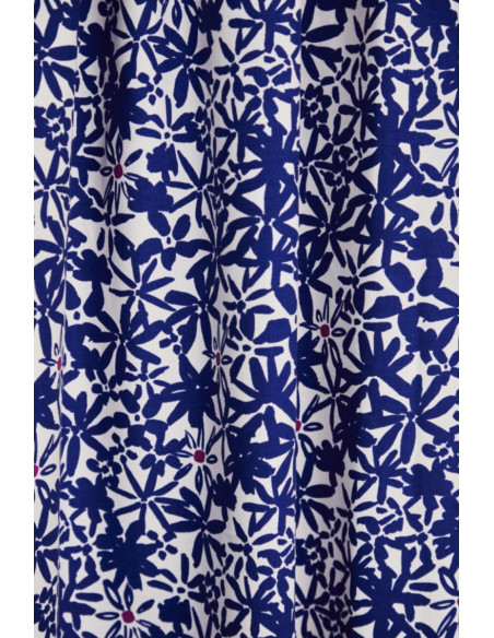 Tissu crêpe de viscose Flowery - Bleu cobalt