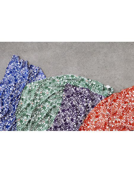 Tissu crêpe de viscose Flowery - Bleu cobalt