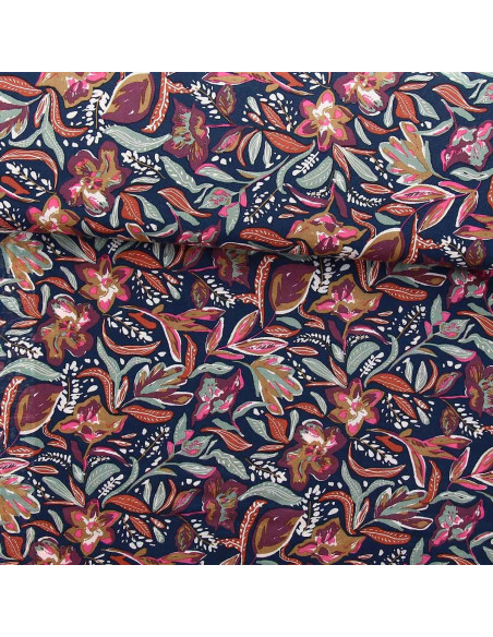 Tissu viscose fantaisie - Suniva nuit et fauve