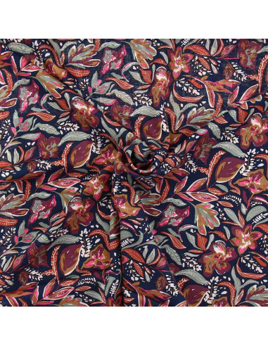 Tissu viscose fantaisie - Suniva nuit et fauve