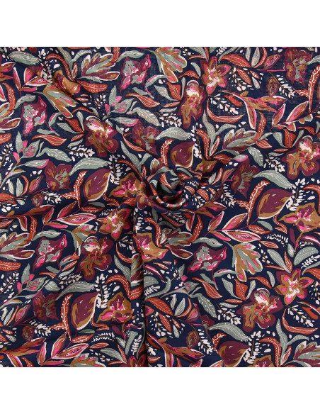 Tissu viscose fantaisie - Suniva nuit et fauve