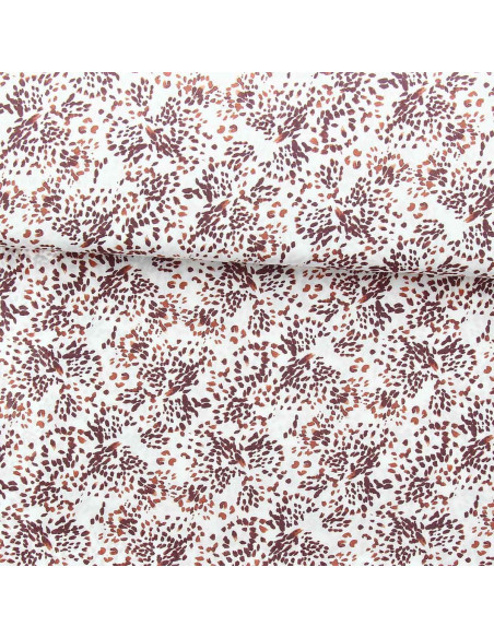 Tissu viscose fantaisie - Pistrello blanc cassé et prune