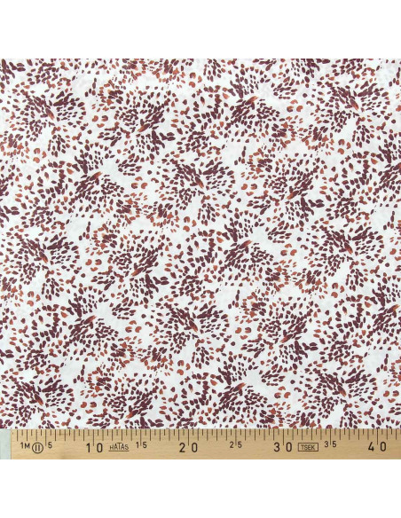 Tissu viscose fantaisie - Pistrello blanc cassé et prune