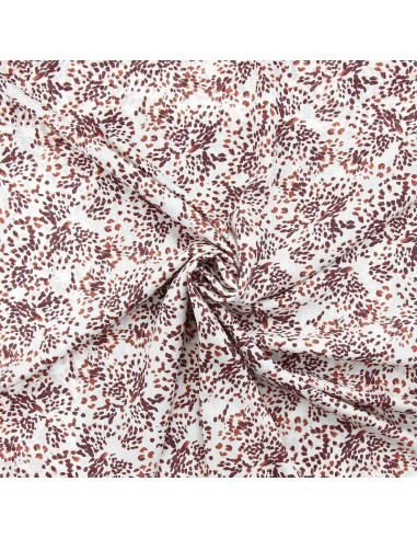 Tissu viscose fantaisie - Pistrello blanc cassé et prune